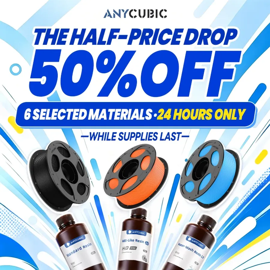 Anycubic materials from $11.59 - PLA, PETG refill and resin