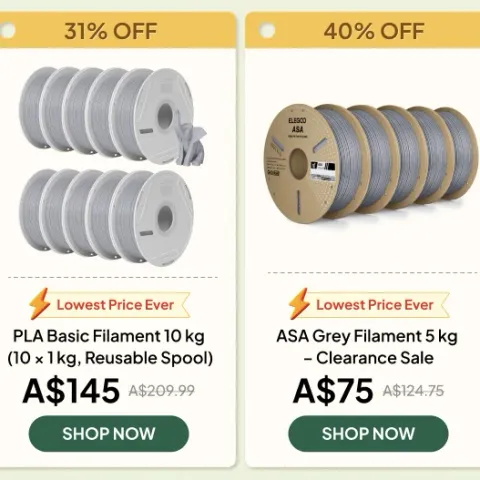Elegoo PLA Basic 10kg - $145 Delivered, or ASA Grey 5kg - $75 Delivered