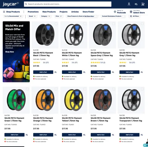 Slic3d 10-Pack Mix and Match PLA & PETG Filament at Jaycar