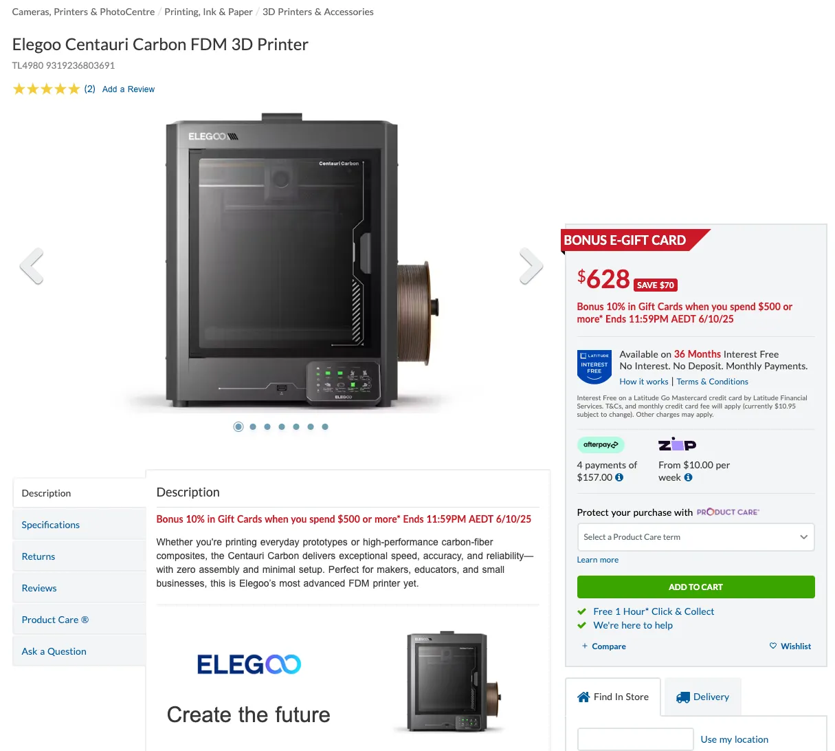 Elegoo Carbon Centauri Harvey Norman