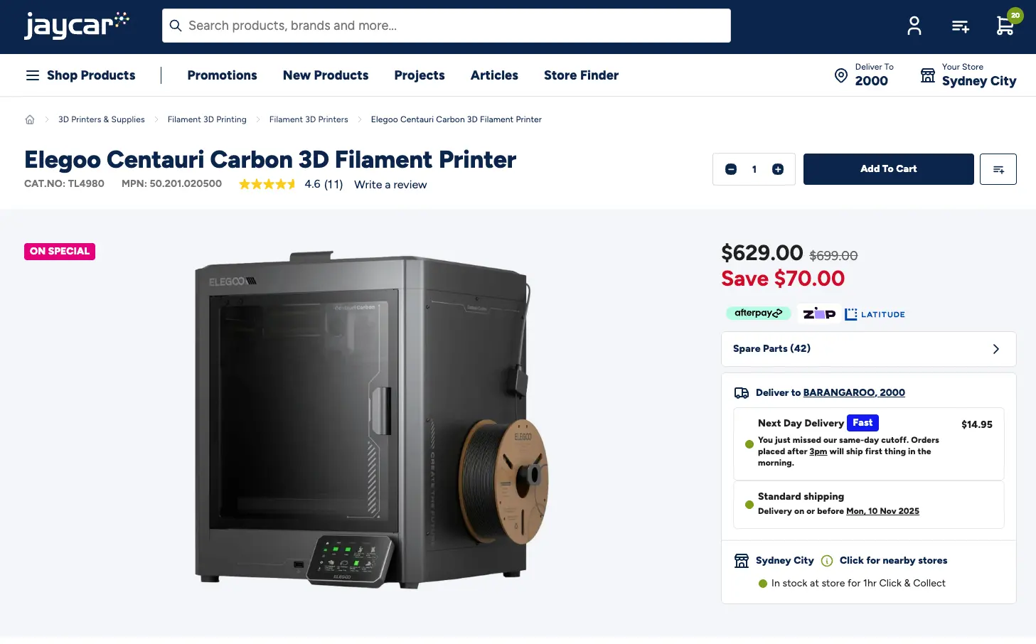 Elegoo Carbon Centauri at Jaycar