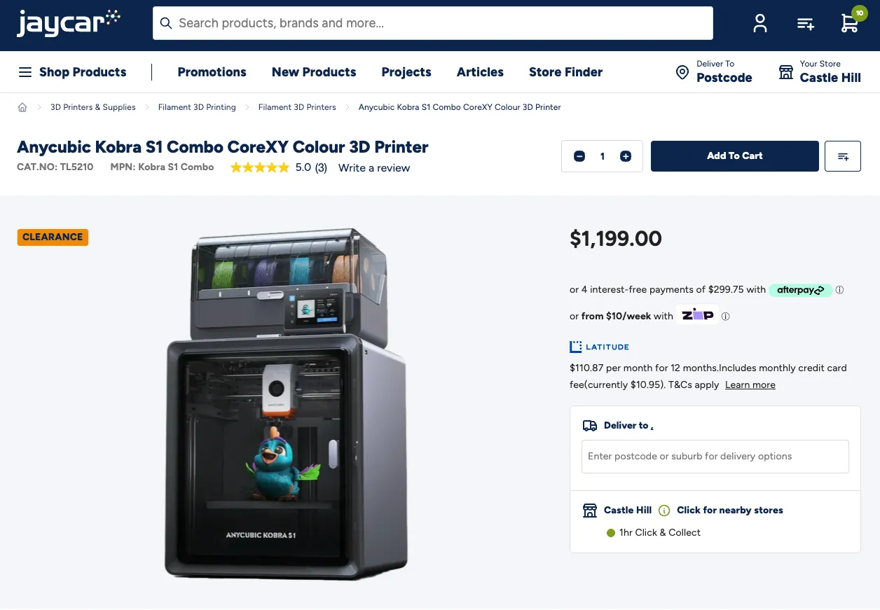 Jaycar elegoo carbon centauri 3d printer