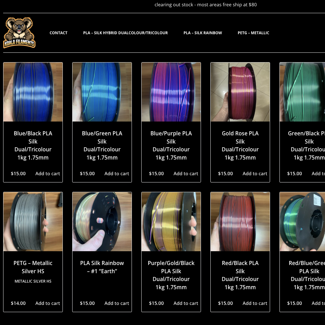 $15 dual silk Koala Filament